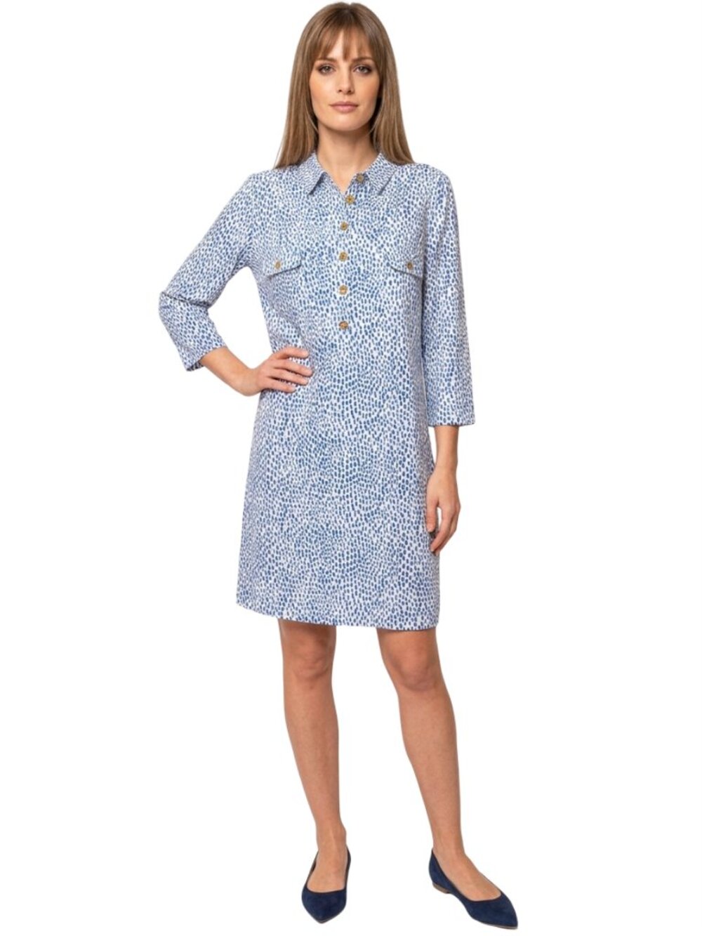 Melly M Jersey Knit Shift Shirt Dress Tunic Button Front Bracelet Sleeve NWOT